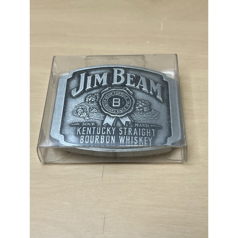 Jim Beam Kentucky Straight Bourbon Whiskey Belt Buckle w/ Plastic Case